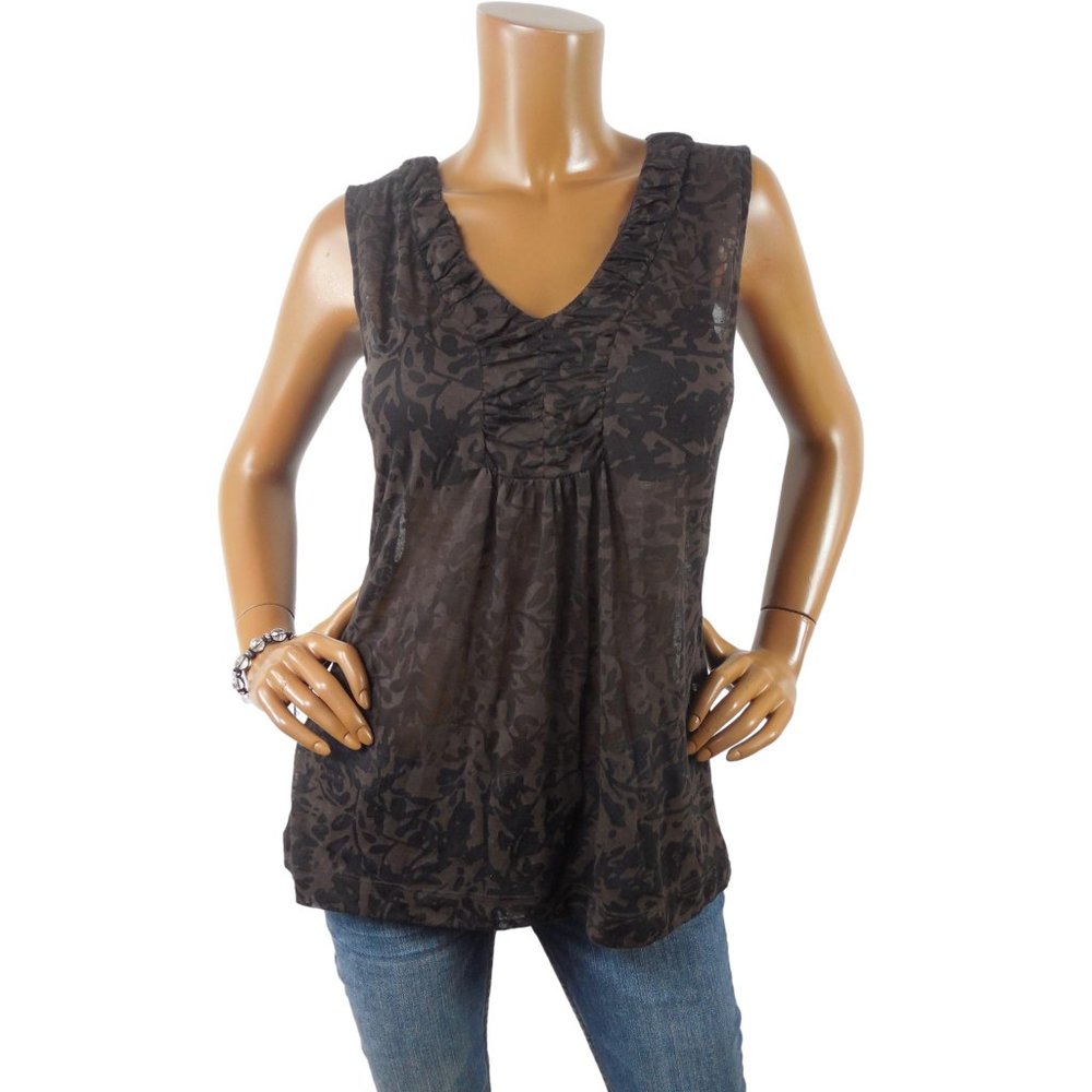 MERCER & MADISON Top XL New Shirt Dark Brown V-Neck Tank Blouse Lightweight